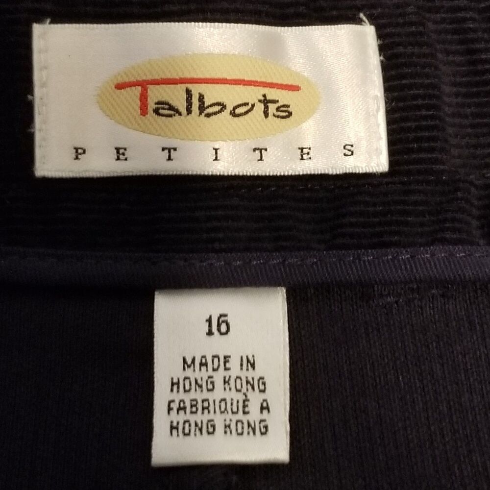 Talbots 16P Petite Black Corduroy Midi 100% Cotton Vintage Academia Casual - Picture 5 of 7